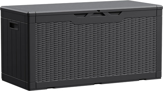 Devoko 100 Gallon Waterproof Resin Deck Box, Large Outdoor Storage Box