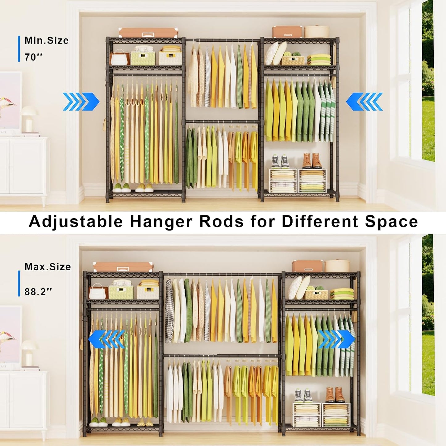 Ulif E1 Heavy Duty Closet Garment Rack, Easy to Assemble Wardrobe, Black