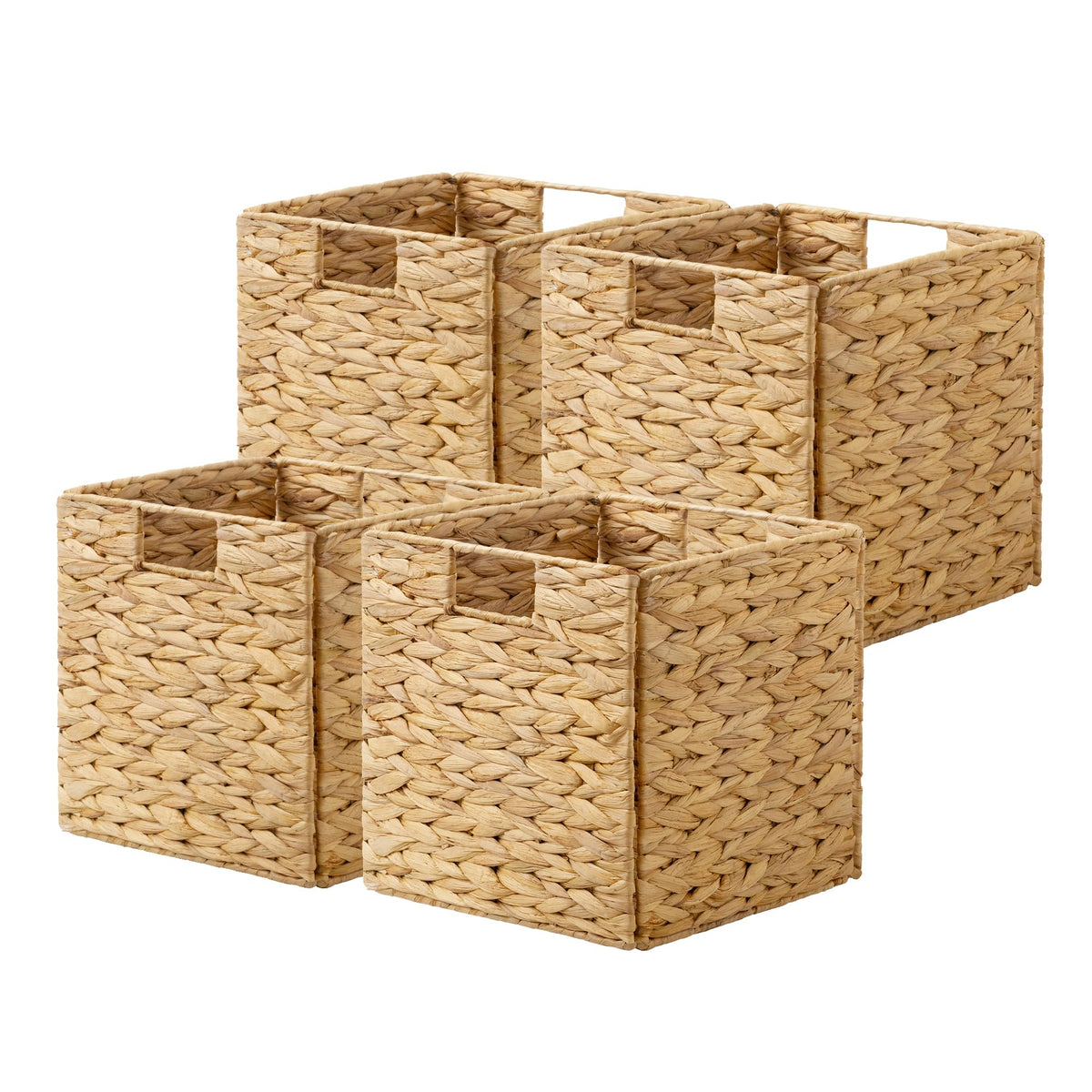 StorageWorks 9 inch Wicker Baskets for Storage, Square Baskets, Natural