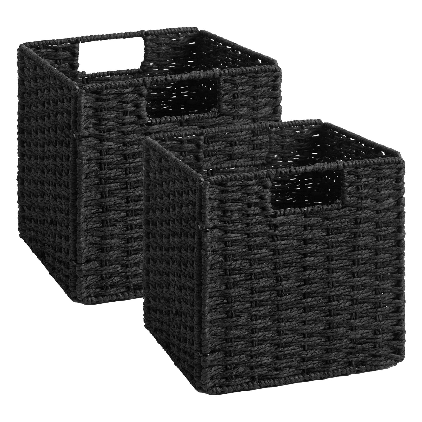 StorageWorks 9 inch Wicker Baskets for Storage, Square Baskets, Natural