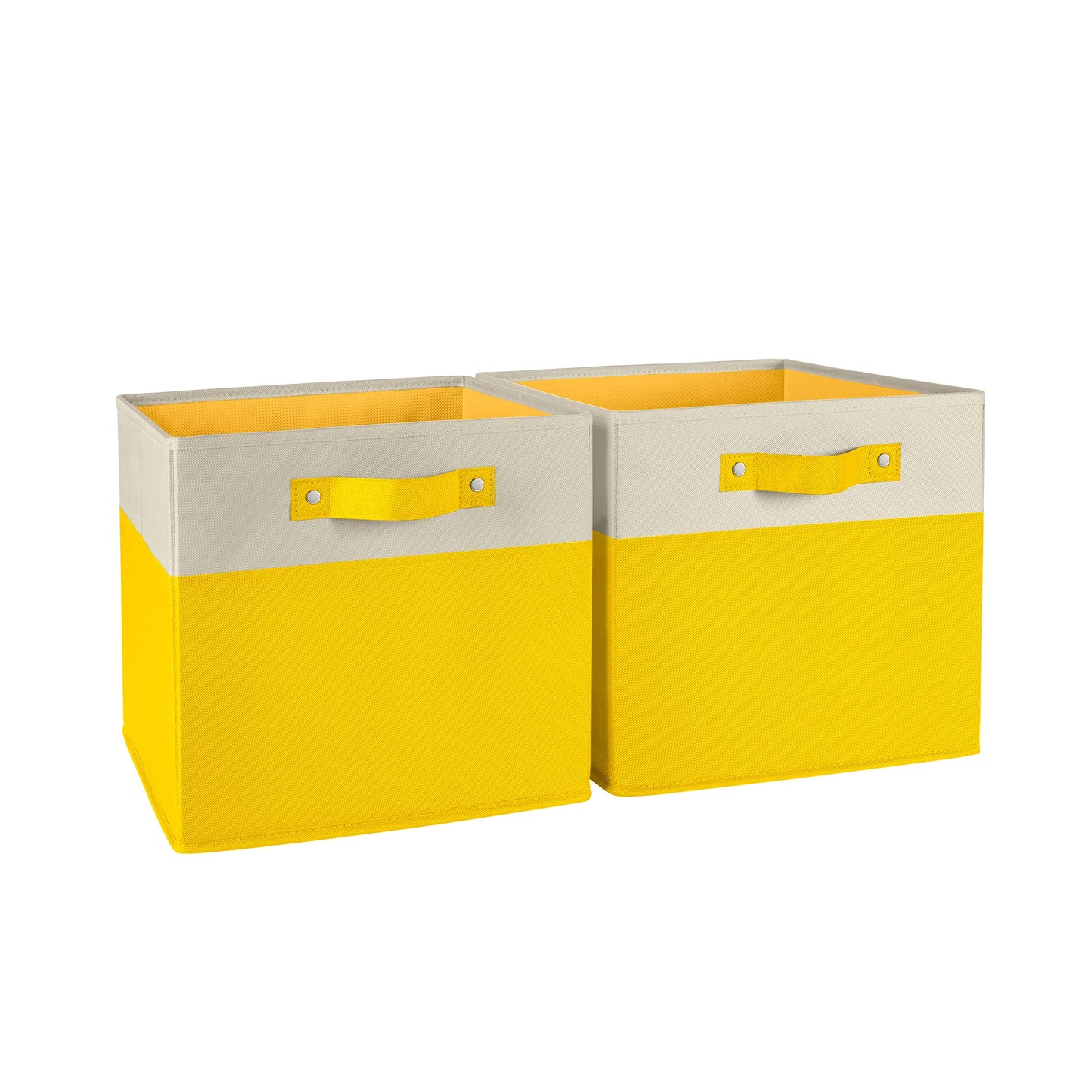 RiverRidge Two-Tone Folding Storage Bins - 2-pack of 10in Tall Taupe Cubes