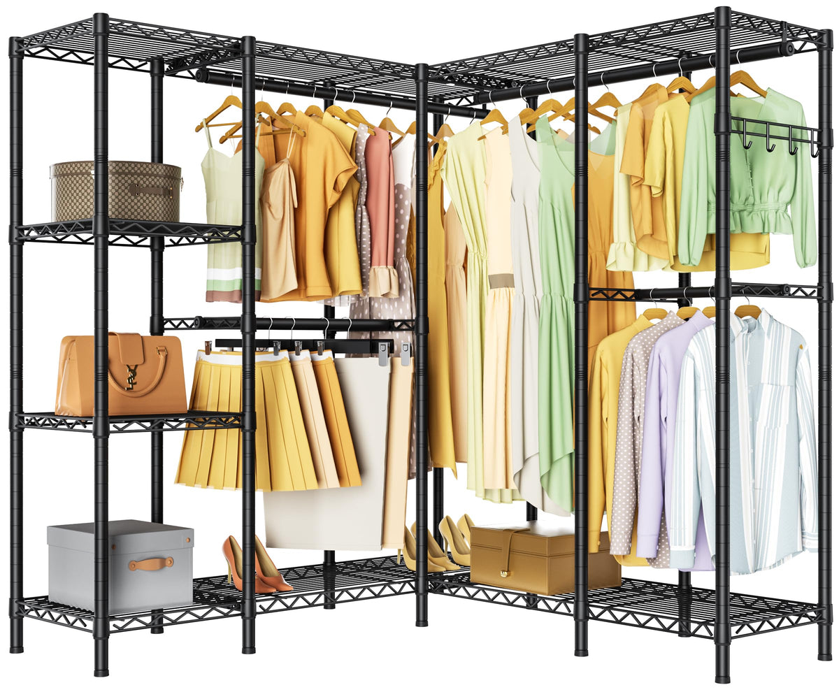 Golpart Heavy Duty Clothes Rack Metal Wardrobe with Adjustable Wire Shelves