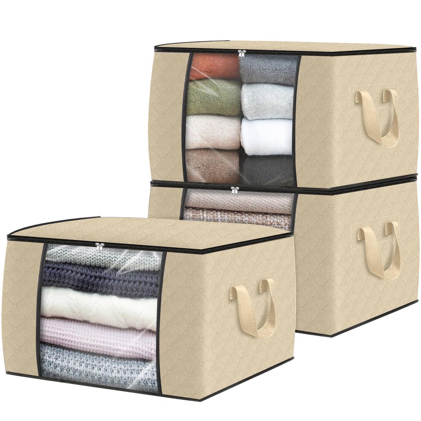 Fab totes 6 Pack Storage Bags for Clothes Blanket Storage Bins with Lids