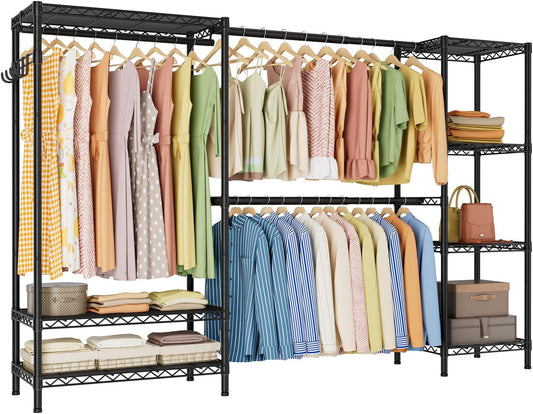 Golpart Heavy Duty Clothes Rack Metal Wardrobe with Adjustable Wire Shelves