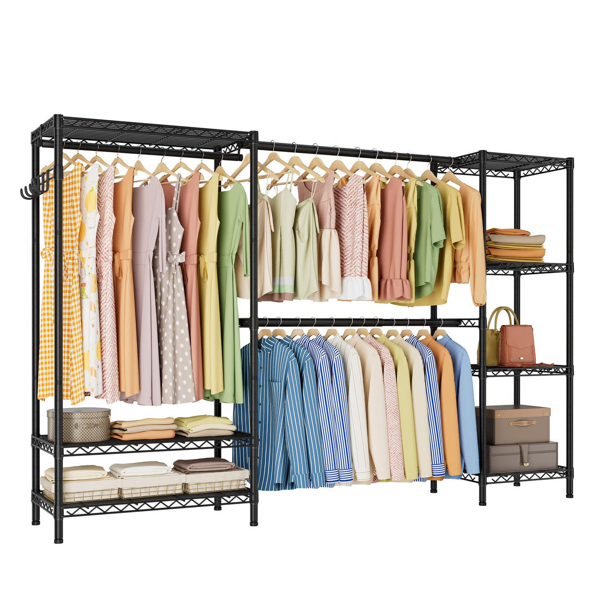 Golpart Heavy Duty Clothes Rack Metal Wardrobe with Adjustable Wire Shelves