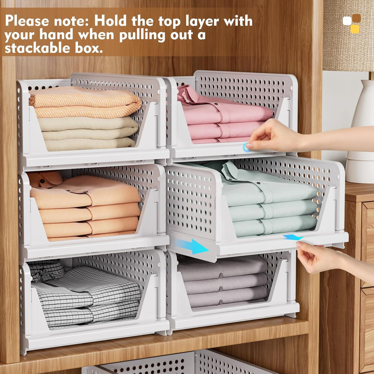 8 Pack Closet Organizers and Storage, Stackable & Foldable Closet Bins