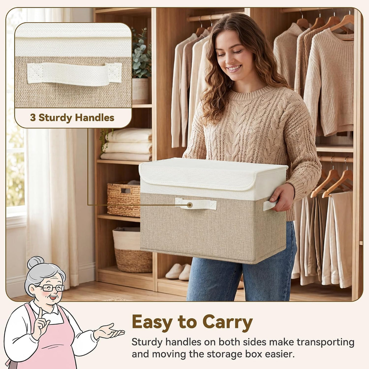 GRANNY SAYS Memory Keepsake Storage Box, Fabric Storage Bins with Lids