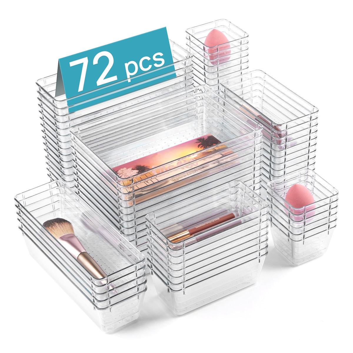 Vtopmart 25 Pack Plastic Drawer Organizers with Non-slip Rubber Pads