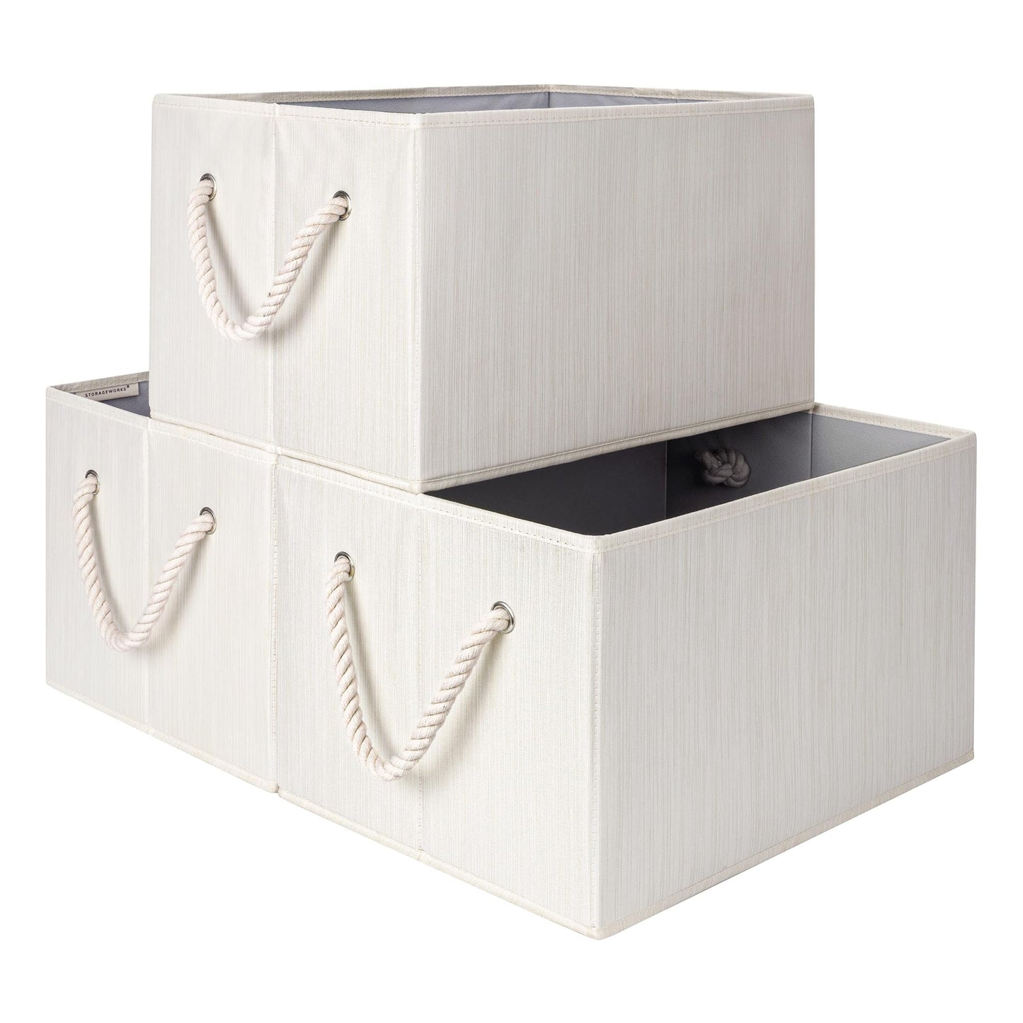 StorageWorks Closet Storage Bins, Beige, 3-Pack, Large