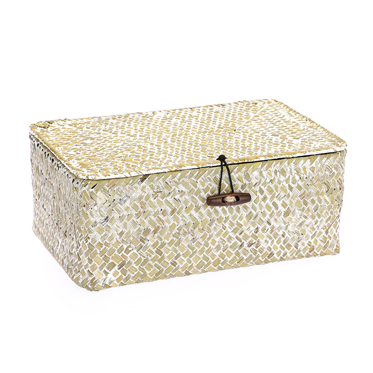 Hipiwe Wicker Shelf Baskets Bin with Lid Large Handwoven Basket Box, Coffee