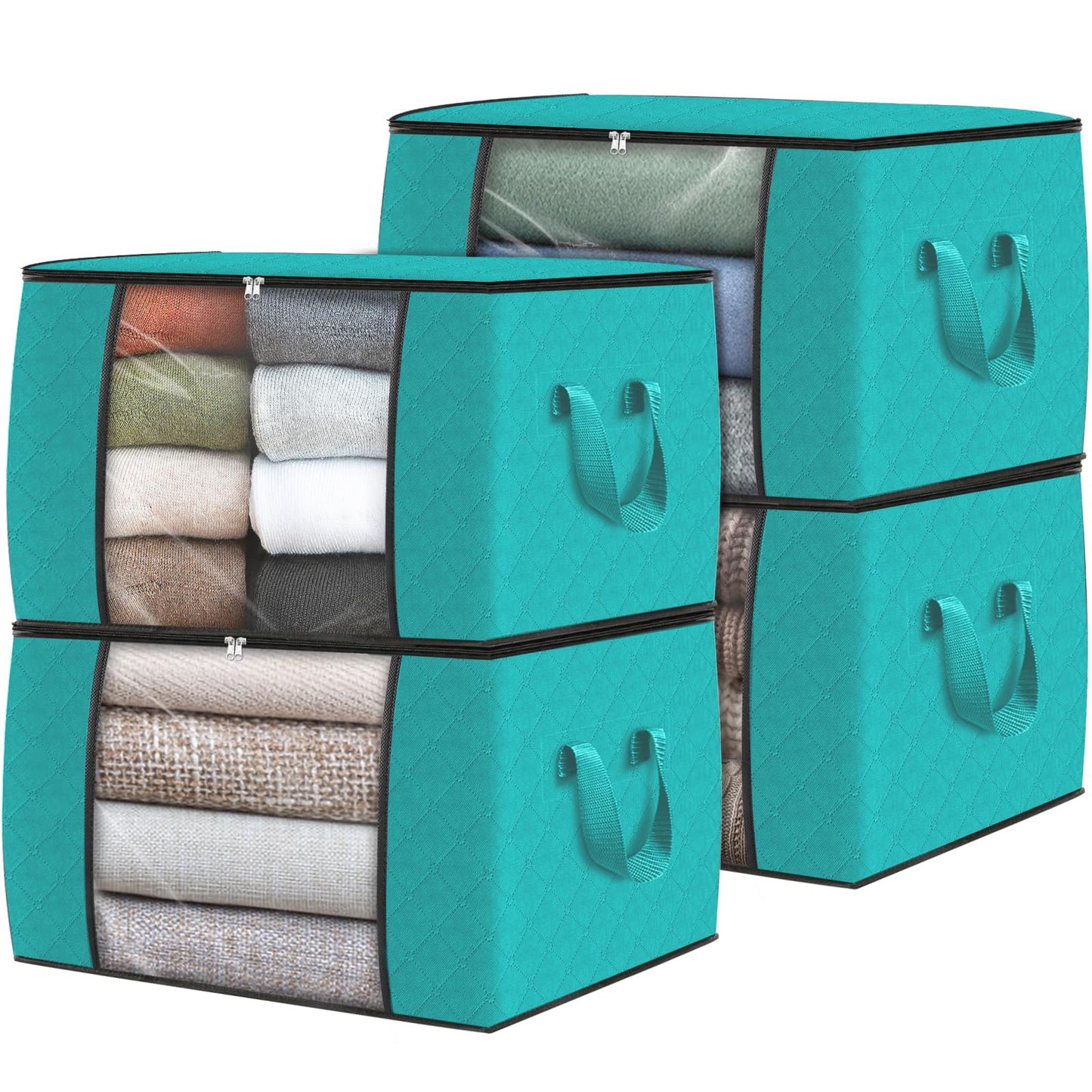 Fab totes 6 Pack Storage Bags for Clothes Blanket Storage Bins with Lids