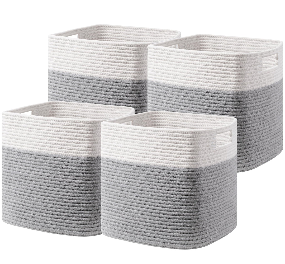 UBBCARE Set of 4 Storage Cubes-13 X 13 X 13 In, Cotton Rope Basket for Shelves, Toys, Book, Cube Storage Bin with Handles, Woven Storage Basket for Organizing, Beige