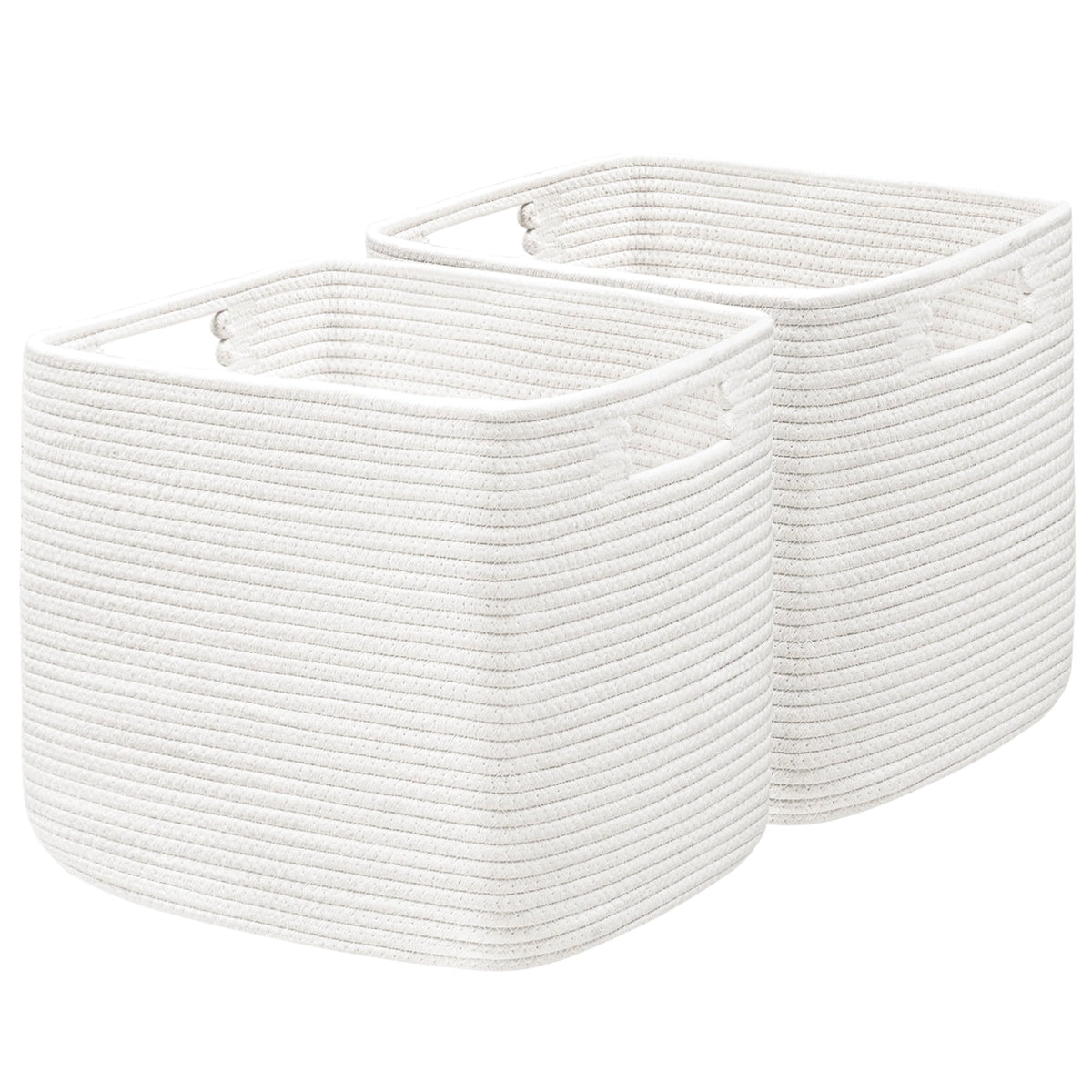 UBBCARE Set of 4 Storage Cubes-13 X 13 X 13 In, Cotton Rope Basket for Shelves, Toys, Book, Cube Storage Bin with Handles, Woven Storage Basket for Organizing, Beige