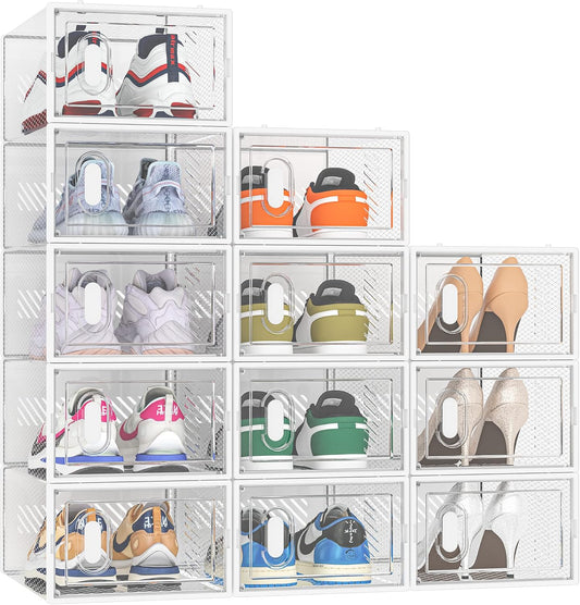 SIMPDIY Clear Shoe Storage Boxes, Stackable Shoe Organizer for Closet
