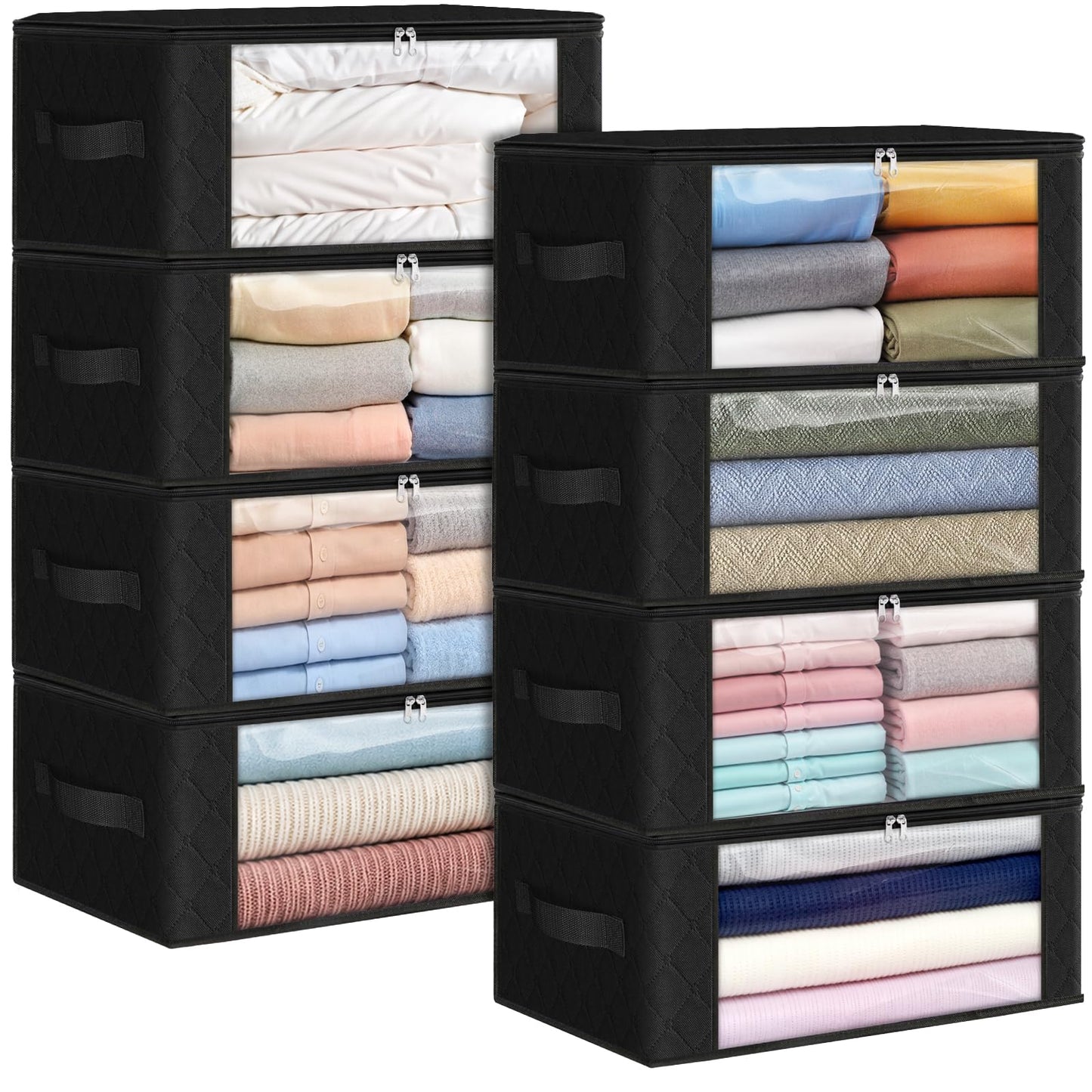 Fab totes 6 Pack Storage Bags for Clothes Blanket Storage Bins with Lids