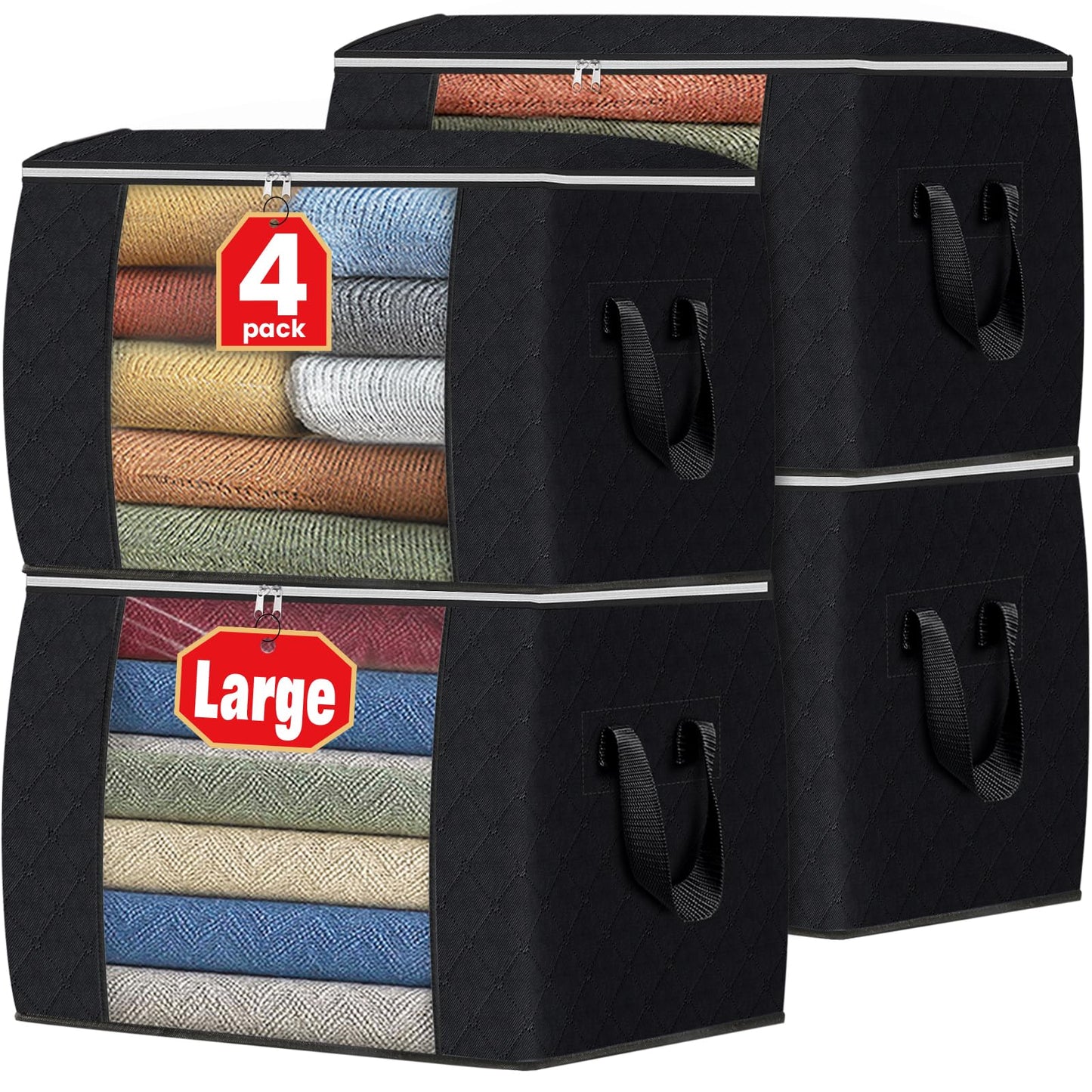 Fab totes 6 Pack Storage Bags for Clothes Blanket Storage Bins with Lids
