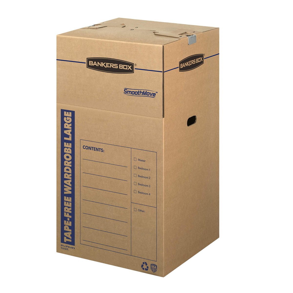 Bankers Box 3-Pack Tall Tape-Free Wardrobe Moving Boxes, 24" x 24" x 40"