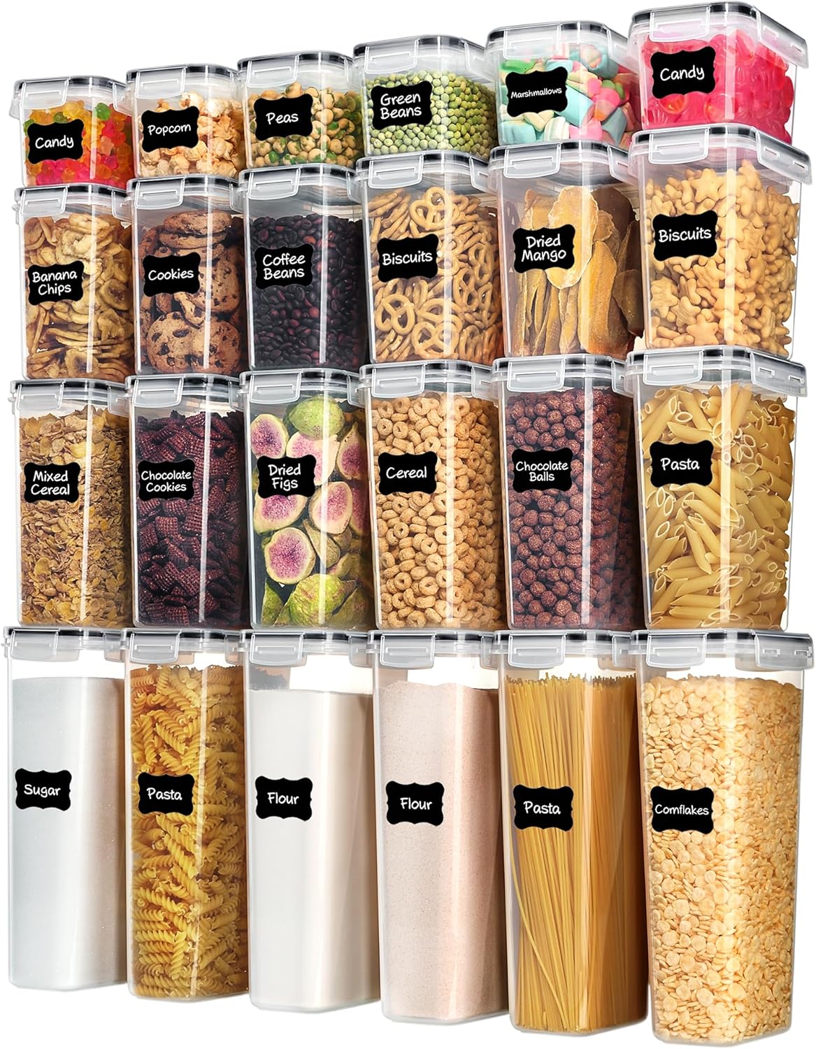 Vtopmart Airtight Food Storage Containers with Lids, 24 pcs, Black