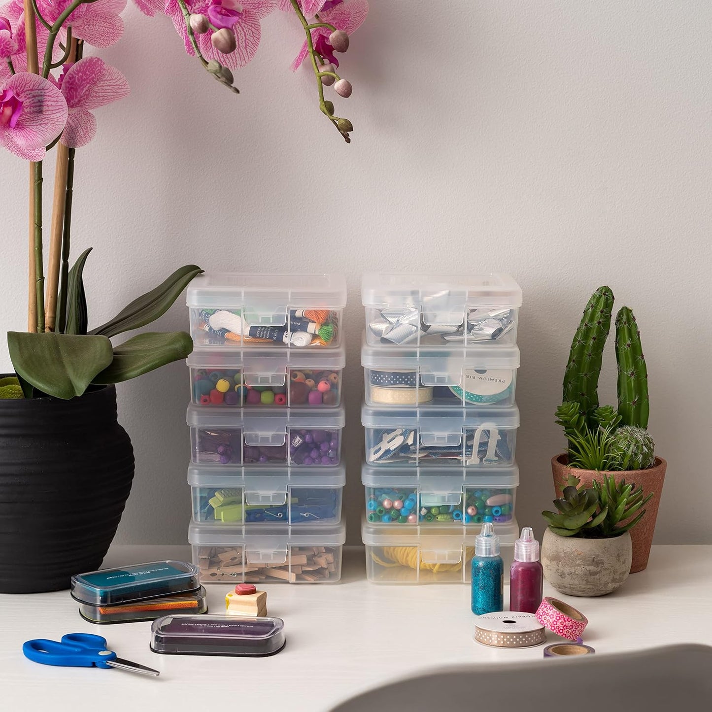 IRIS USA Clear Cases |Made in USA| Plastic Box Organizers (18-Pack)- Small