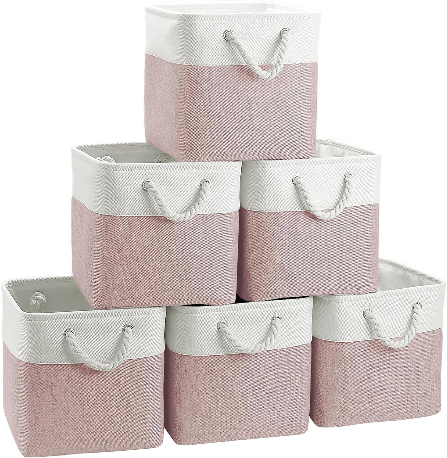 FinishingBo 11 inch Cube Storage Bin with Handles 6 Pack