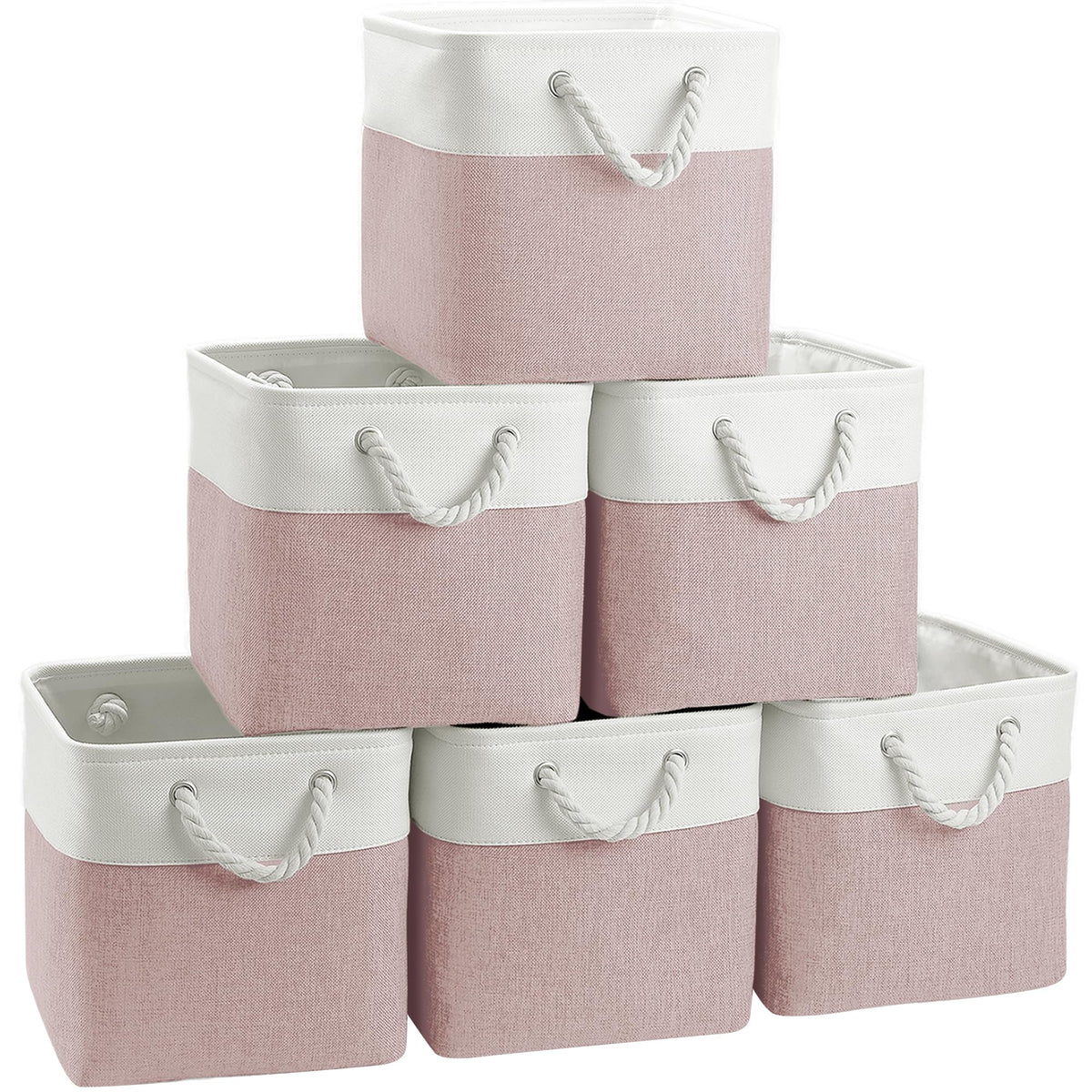 FinishingBo 11 inch Cube Storage Bin with Handles 6 Pack