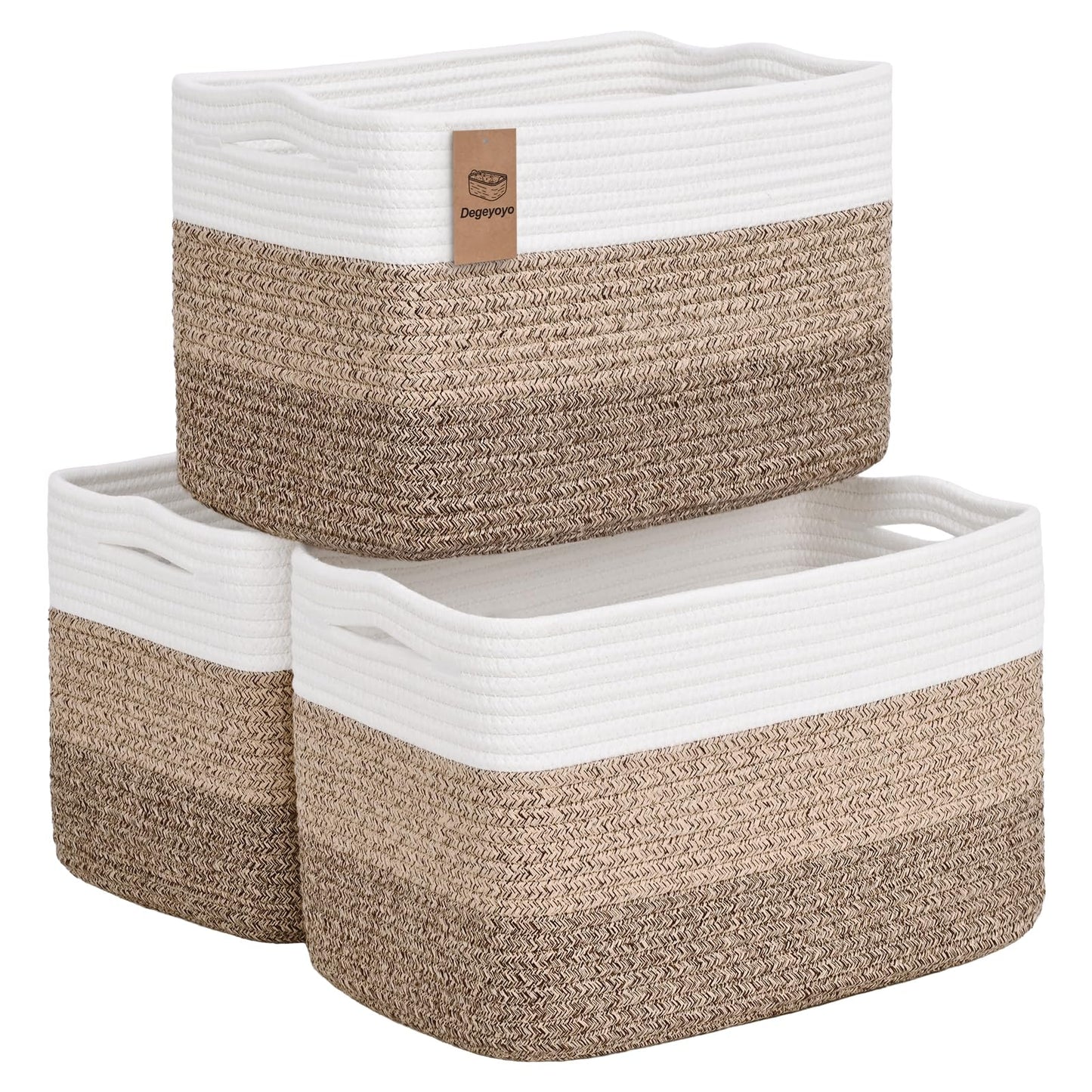 Baskets for Organizing,Storage Baskets,3 Pack Baskets for Shelfves,15"×10"×9" Woven Basket,toy storage bins,bins for organization