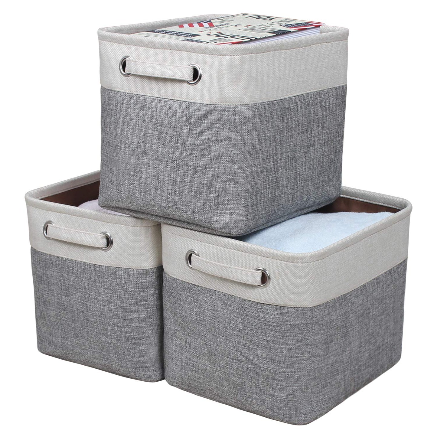 Fabric Storage Bins for Shelves, Rectangle Storage Basket, 3 Pack