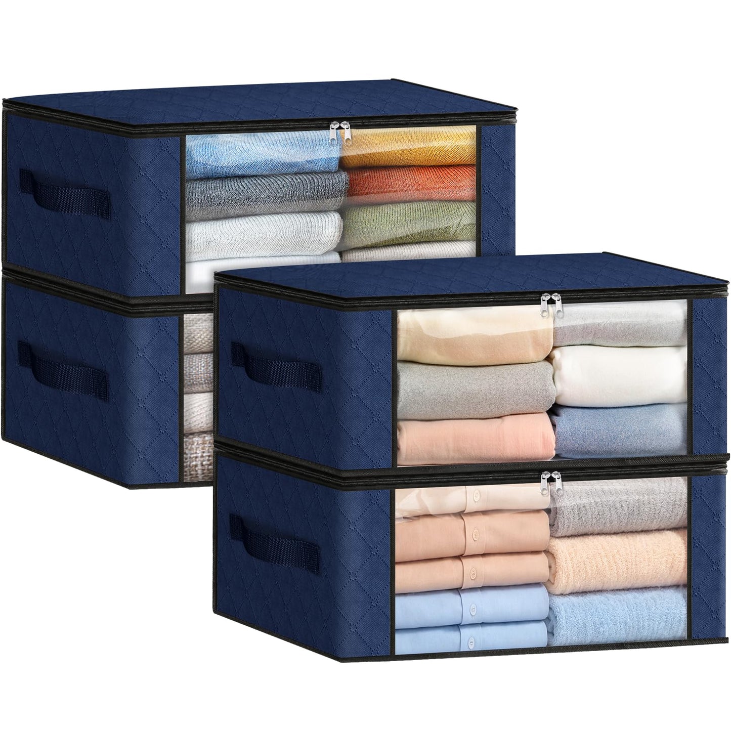 Fab totes 6 Pack Storage Bags for Clothes Blanket Storage Bins with Lids