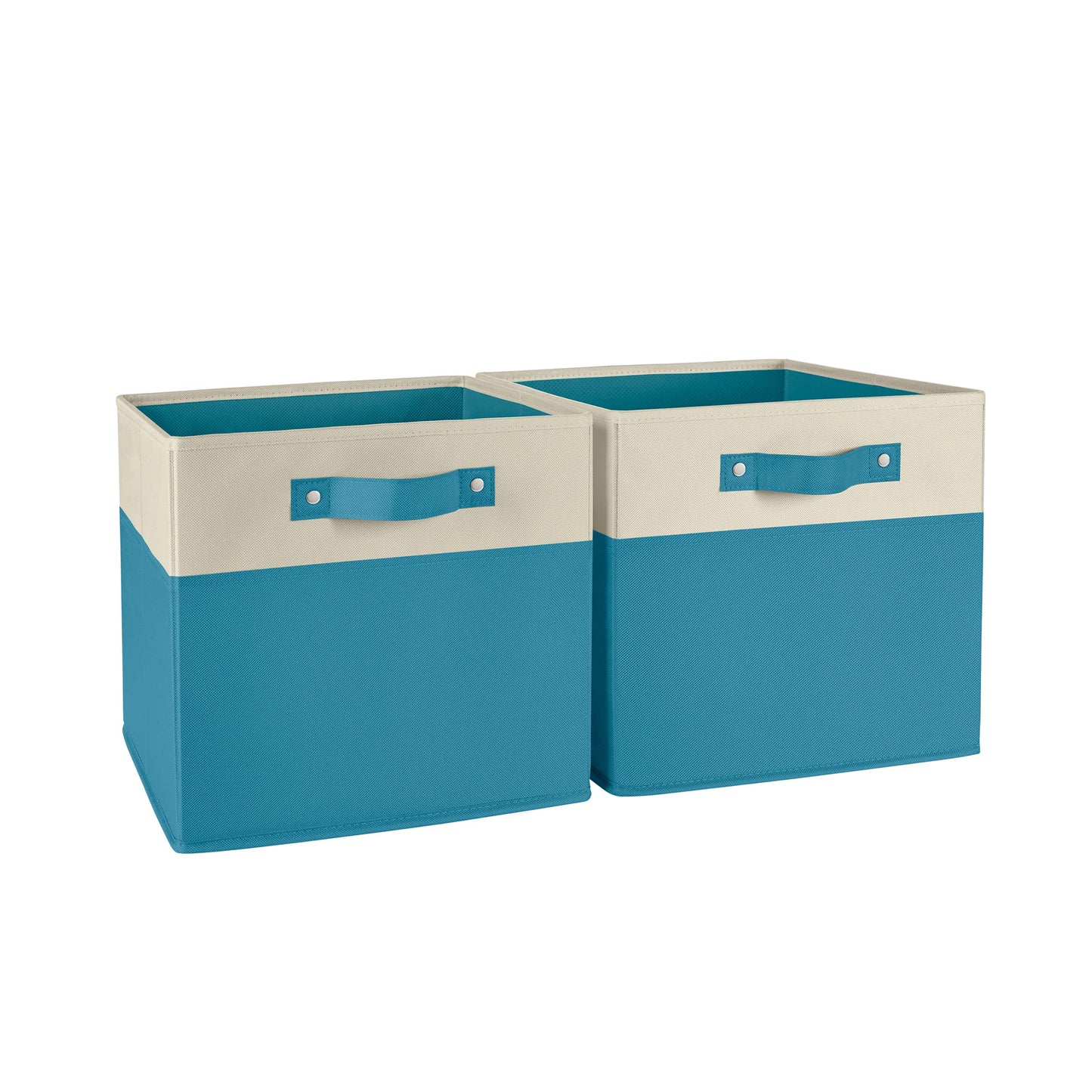RiverRidge Two-Tone Folding Storage Bins - 2-pack of 10in Tall Taupe Cubes