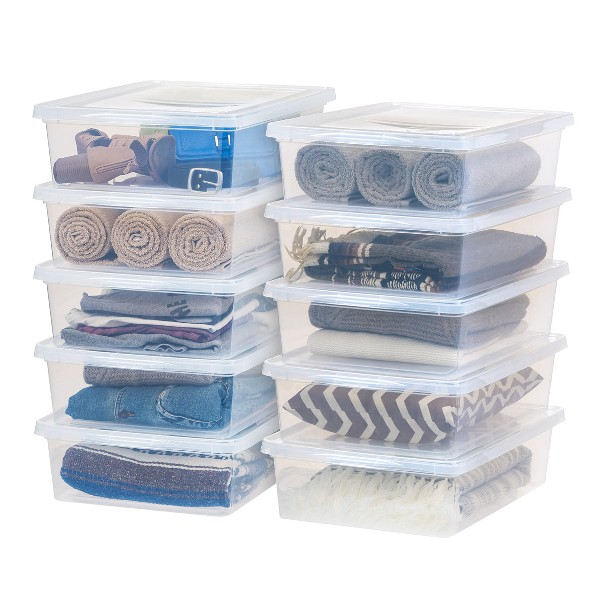 IRIS USA 12-Pack 7 Qt Storage Bins with Lids, Clear, Stackable