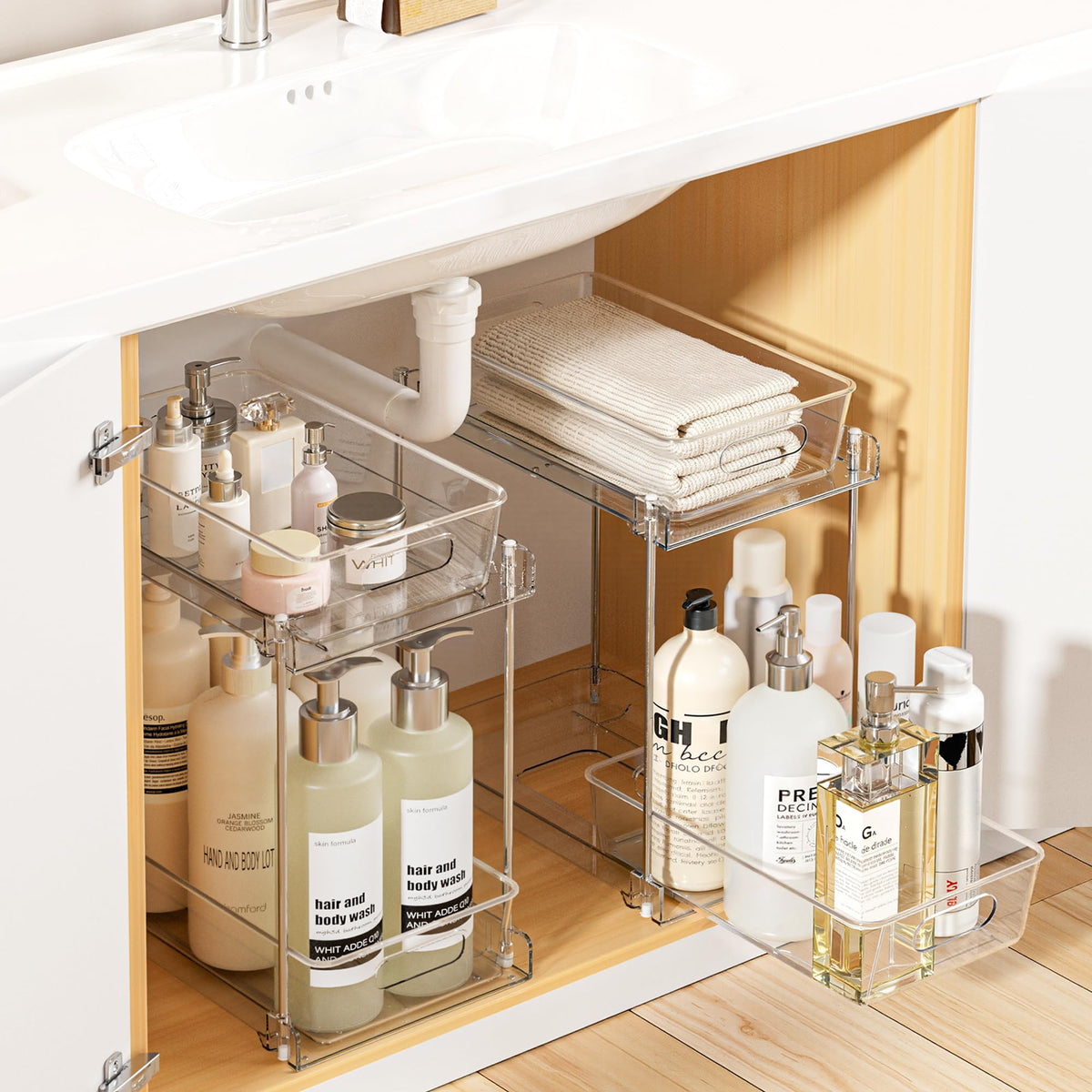 Vtopmart 4 Pack Pull Out Bathroom Under Sink Organizer (S-Standard)