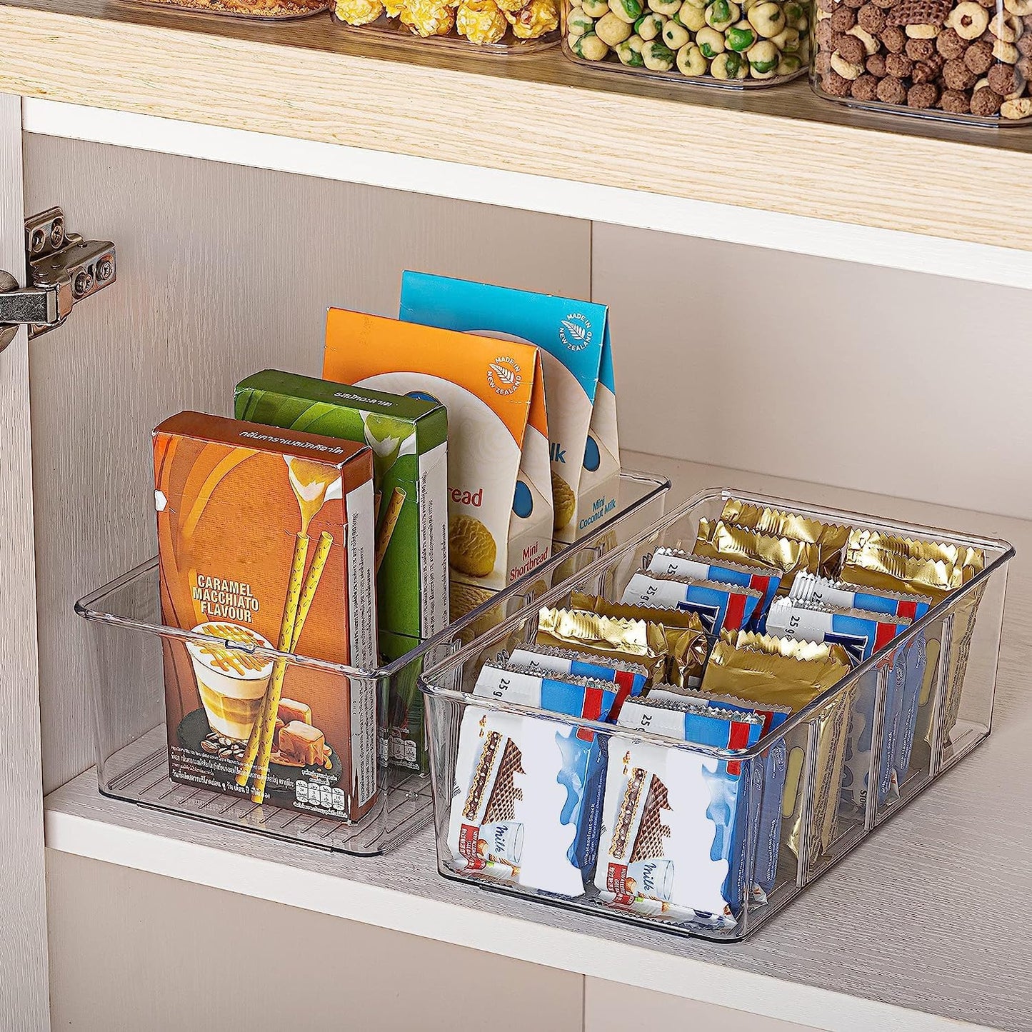 Vtopmart 8 Pack Food Storage Organizer Bins, Clear Plastic, 4 Compartments