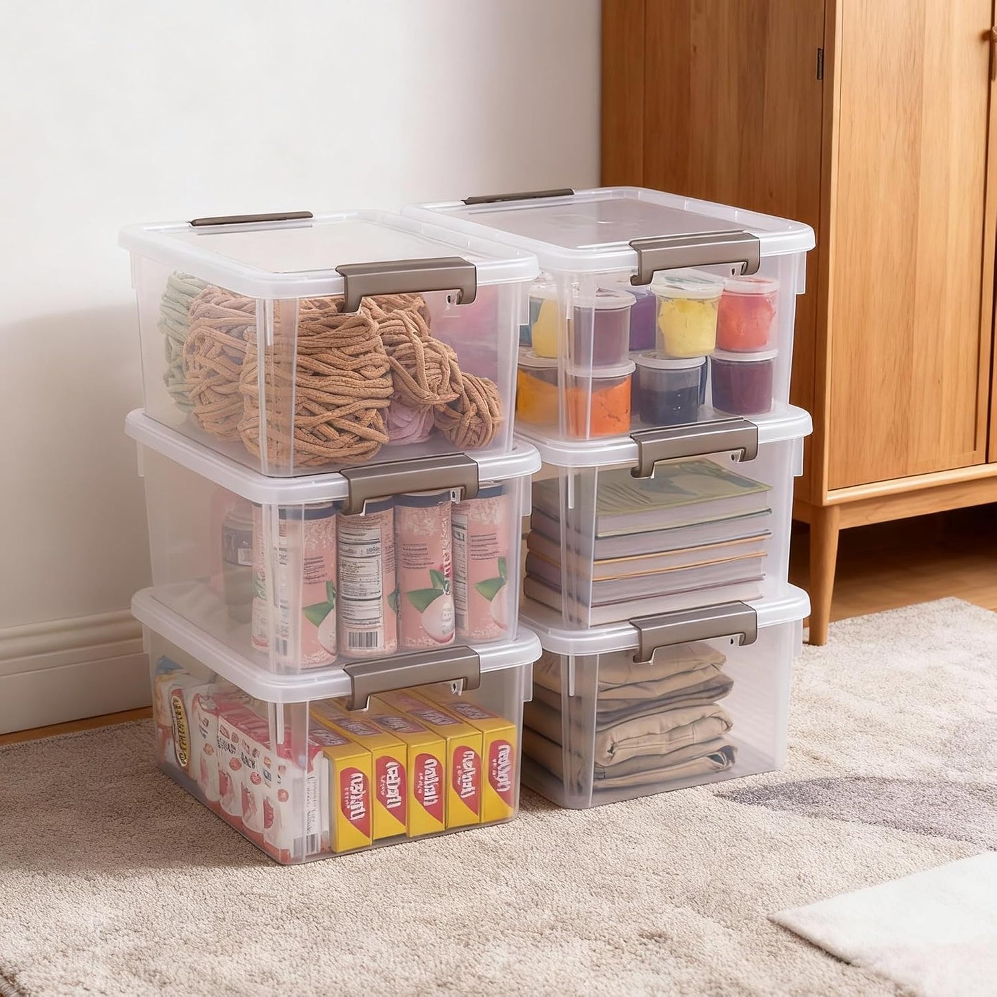 Citylife 17 QT Clear Storage Bins with Lids 1 Pack Plastic Storage Bins