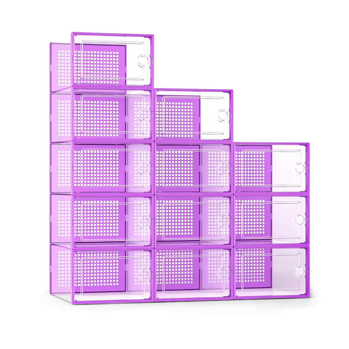 Kuject X-Large Shoe Storage Boxes 12 Pack, Clear Stackable Shoe Organizer