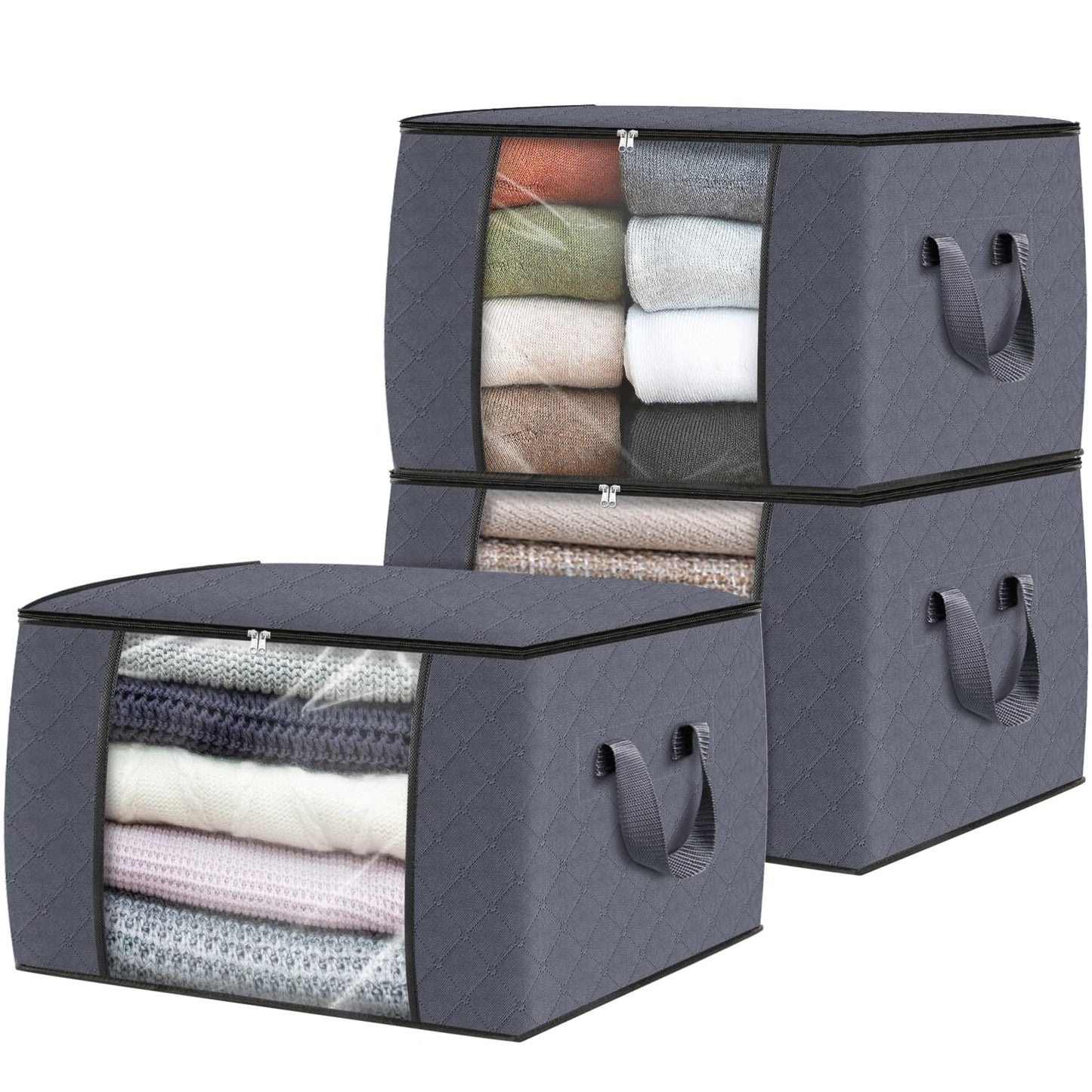 Fab totes 6 Pack Storage Bags for Clothes Blanket Storage Bins with Lids
