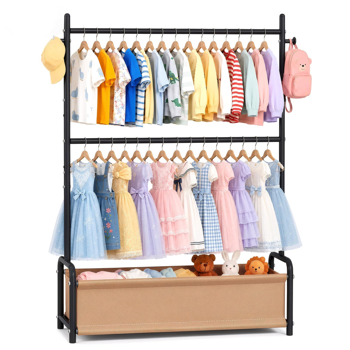 Kids Clothes Rack for Ages 3-6, Montessori Kids Clothing Rack, White