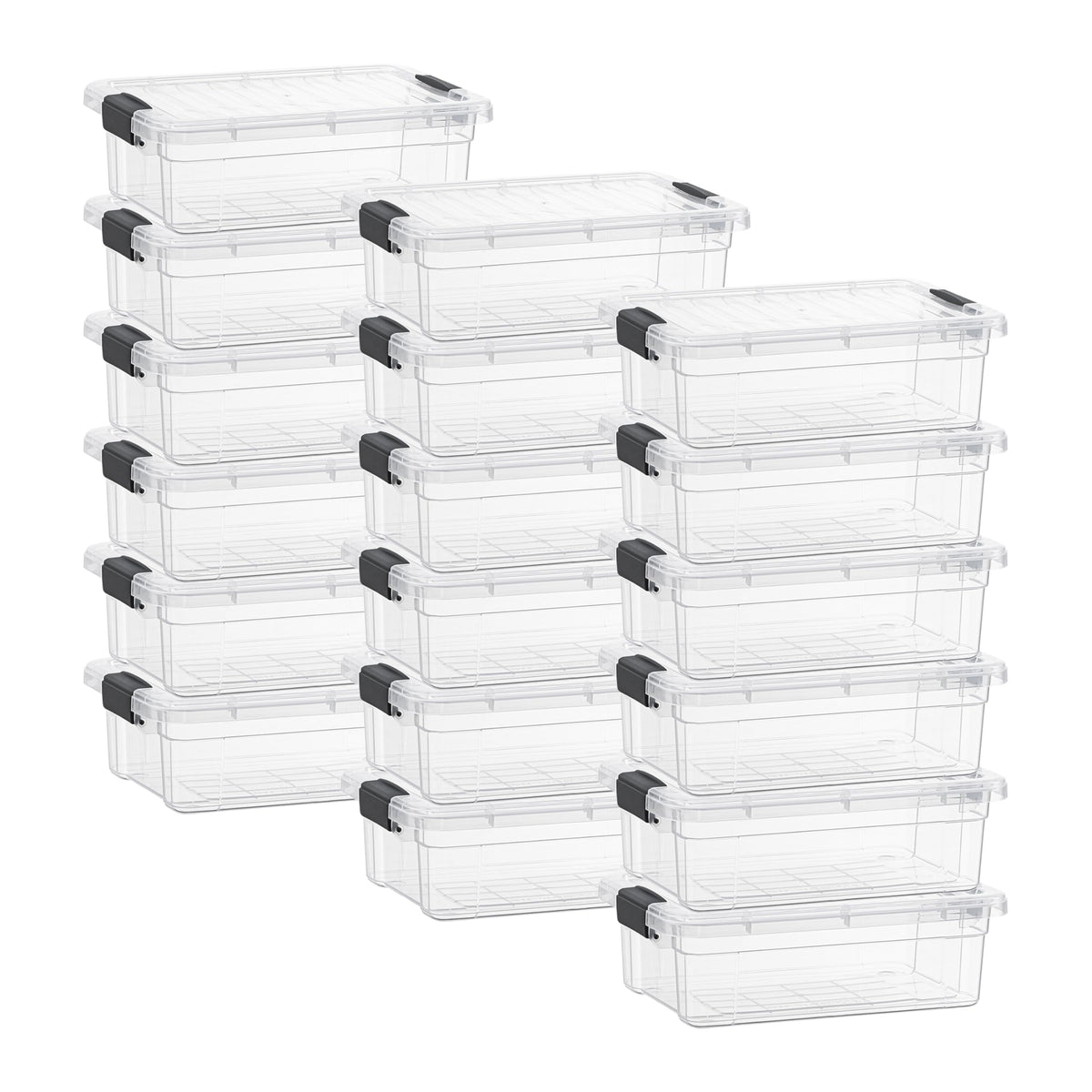 Superio Clear Plastic Storage Bins with Lid, 4.5 Quart Box, Organizing Containers, Stackable Plastic Tote for Home, Garage, Dorm, School, and Office