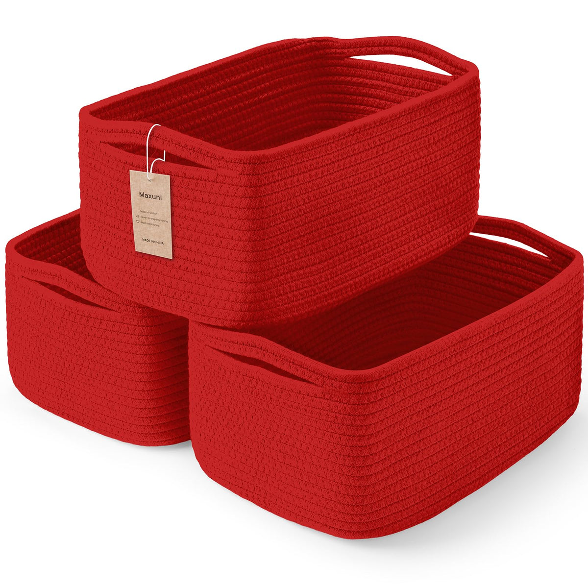 3 Pack Small Storage Baskets for Organizing, 11.8×7.8×5.1", Mixed Brown