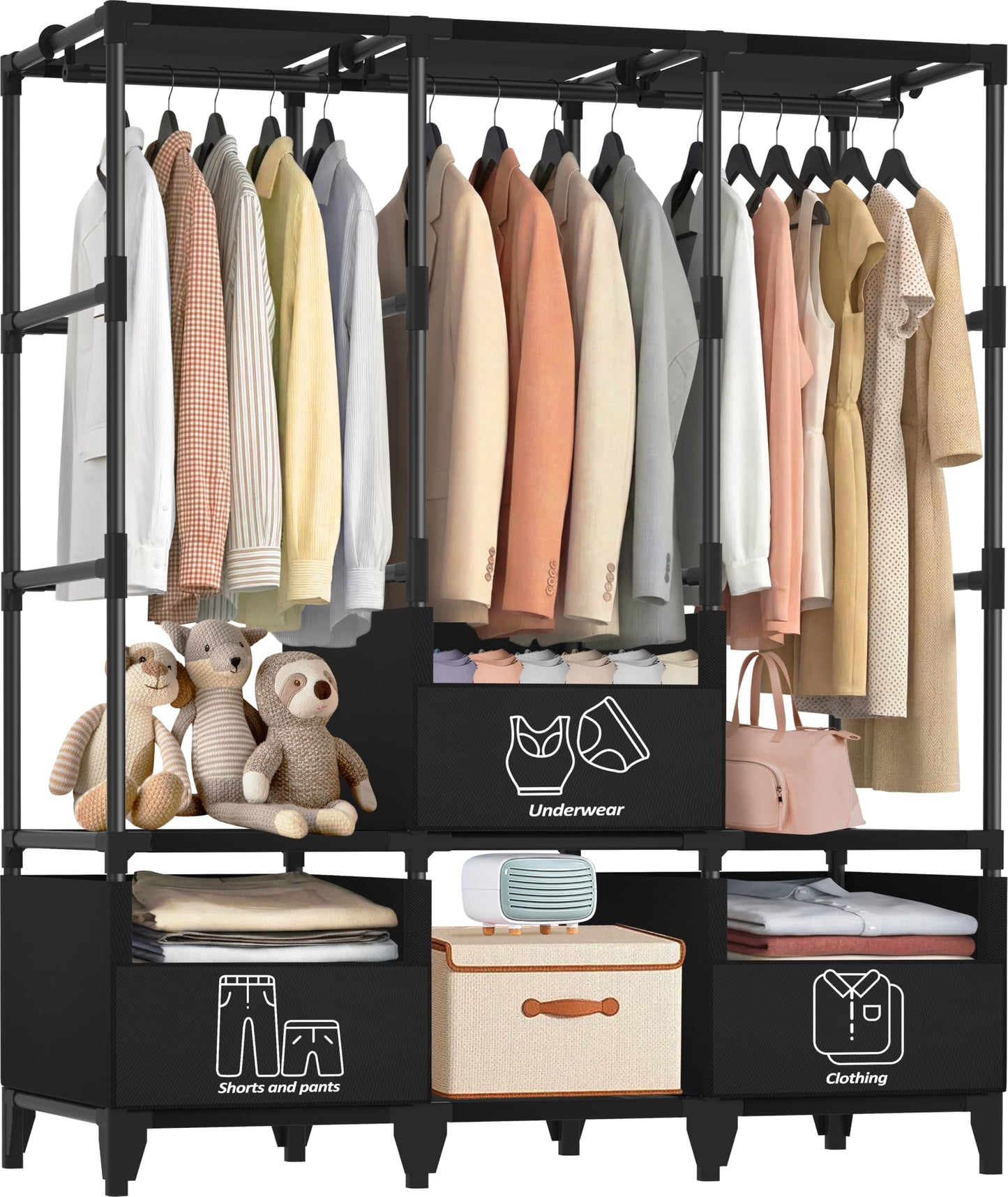 LOKEME Portable Closet,Sturdy Stable Large Capacity Wardrobe Closet