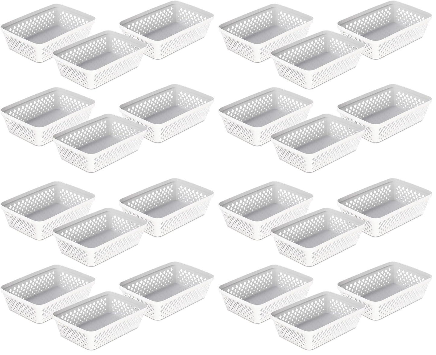 Glad Plastic Storage Basket Set - Multipurpose Drawer Trays, Kitchen Pantry Containers, and Bathroom Bins - 6 Pack Medium Organizers, Grey