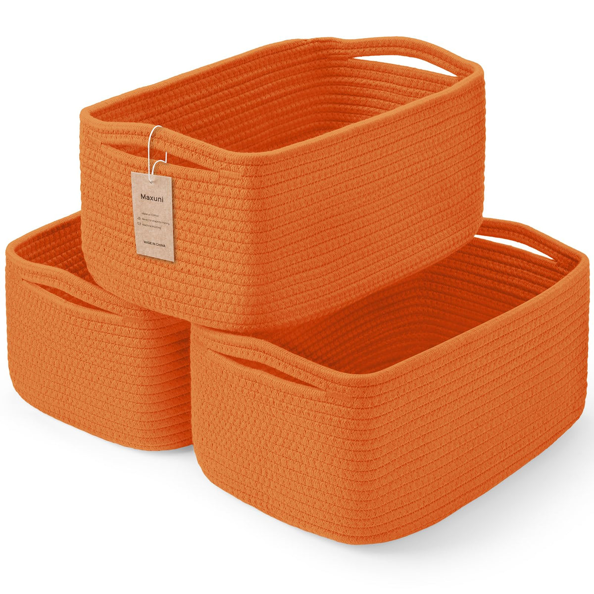 3 Pack Small Storage Baskets for Organizing, 11.8×7.8×5.1", Mixed Brown