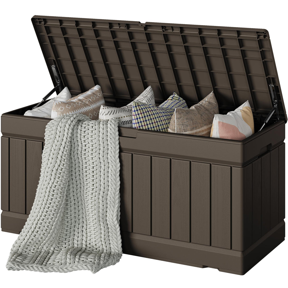Devoko 30 Gallon Resin Deck Box Waterproof Outdoor Storage Box for Patio Furniture Pool Accessories Indoor Storage for Cushion Garden Tools (30 Gallon, Black)