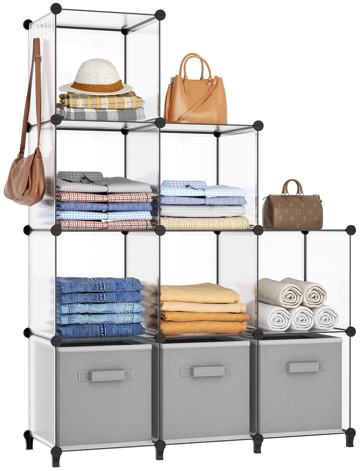 HOMIDEC Closet Organizers and Storage, 9 Cube Storage Organizer, Black