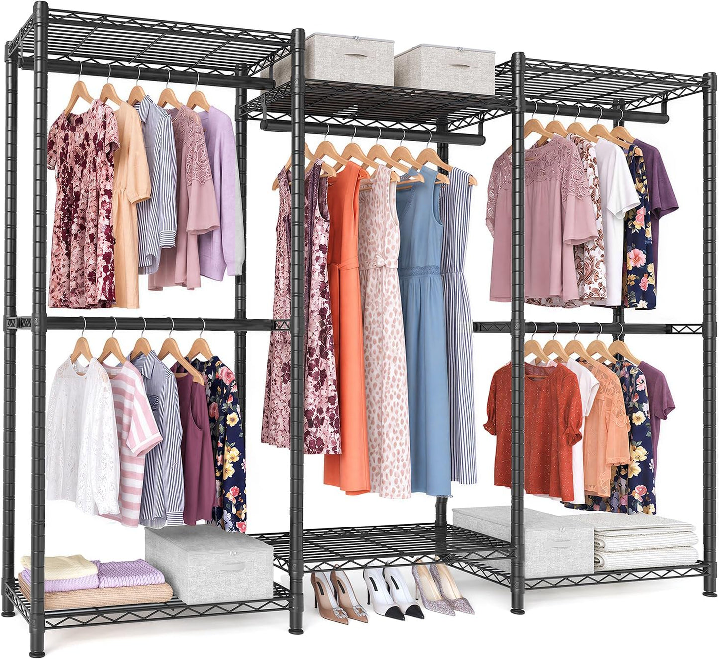 SONGMICS Closet Organizers and Storage, Clothes Rack with Shelves
