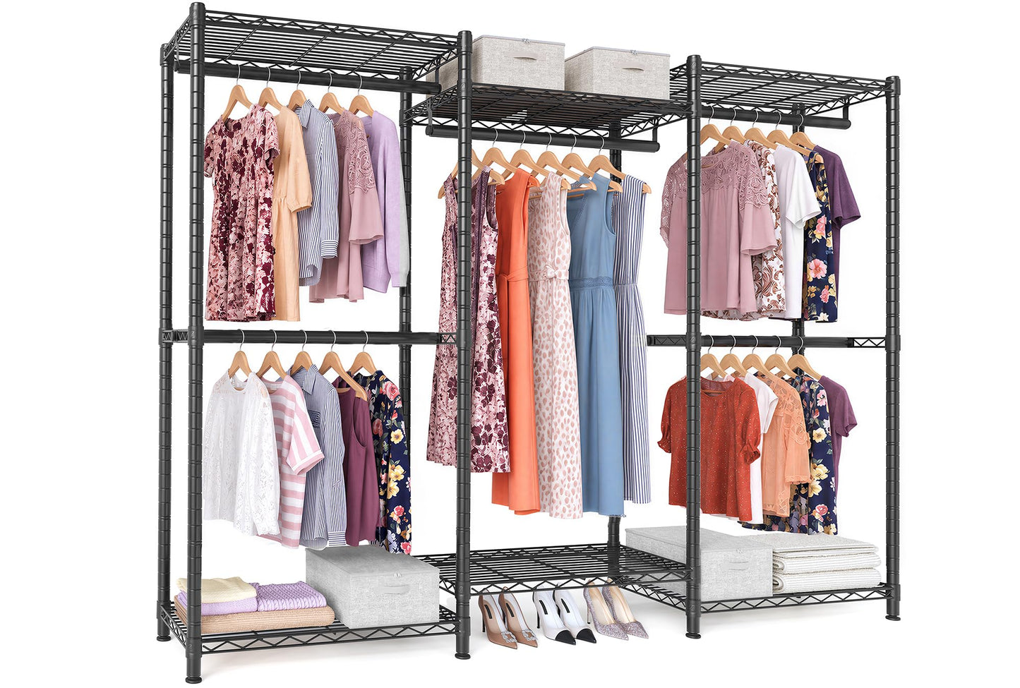 SONGMICS Closet Organizers and Storage, Clothes Rack with Shelves
