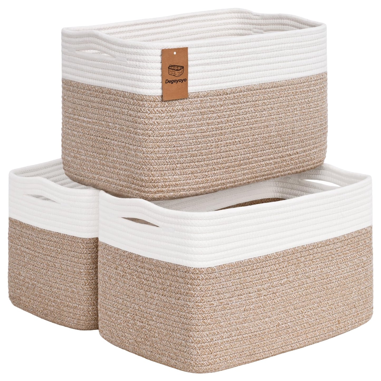 Baskets for Organizing,Storage Baskets,3 Pack Baskets for Shelfves,15"×10"×9" Woven Basket,toy storage bins,bins for organization