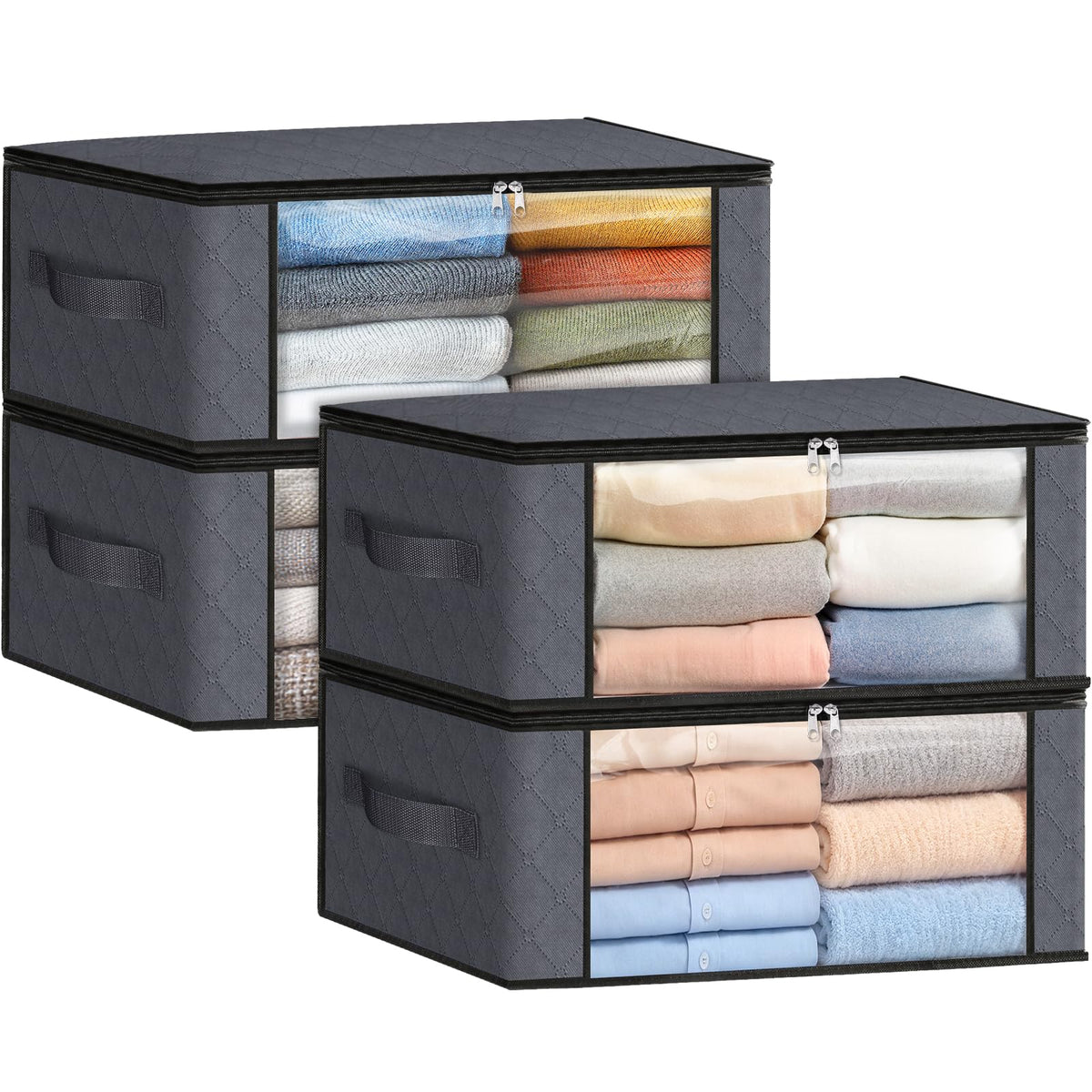 Fab totes 6 Pack Storage Bags for Clothes Blanket Storage Bins with Lids