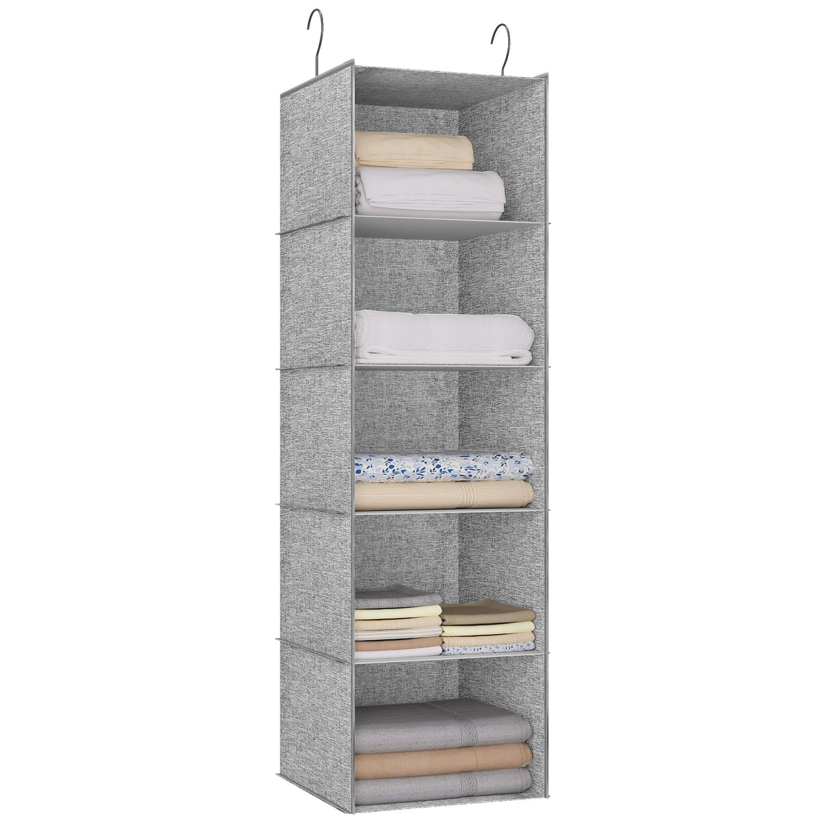 Hanging Closet Organizer 3-Shelf, Oxford Fabric Wardrobe Storage, Gray