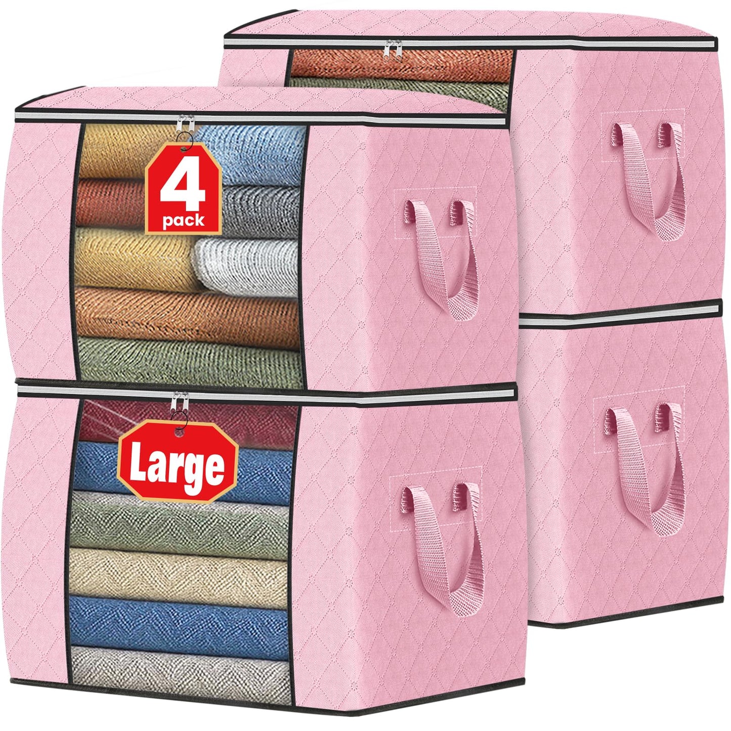 Fab totes 6 Pack Storage Bags for Clothes Blanket Storage Bins with Lids