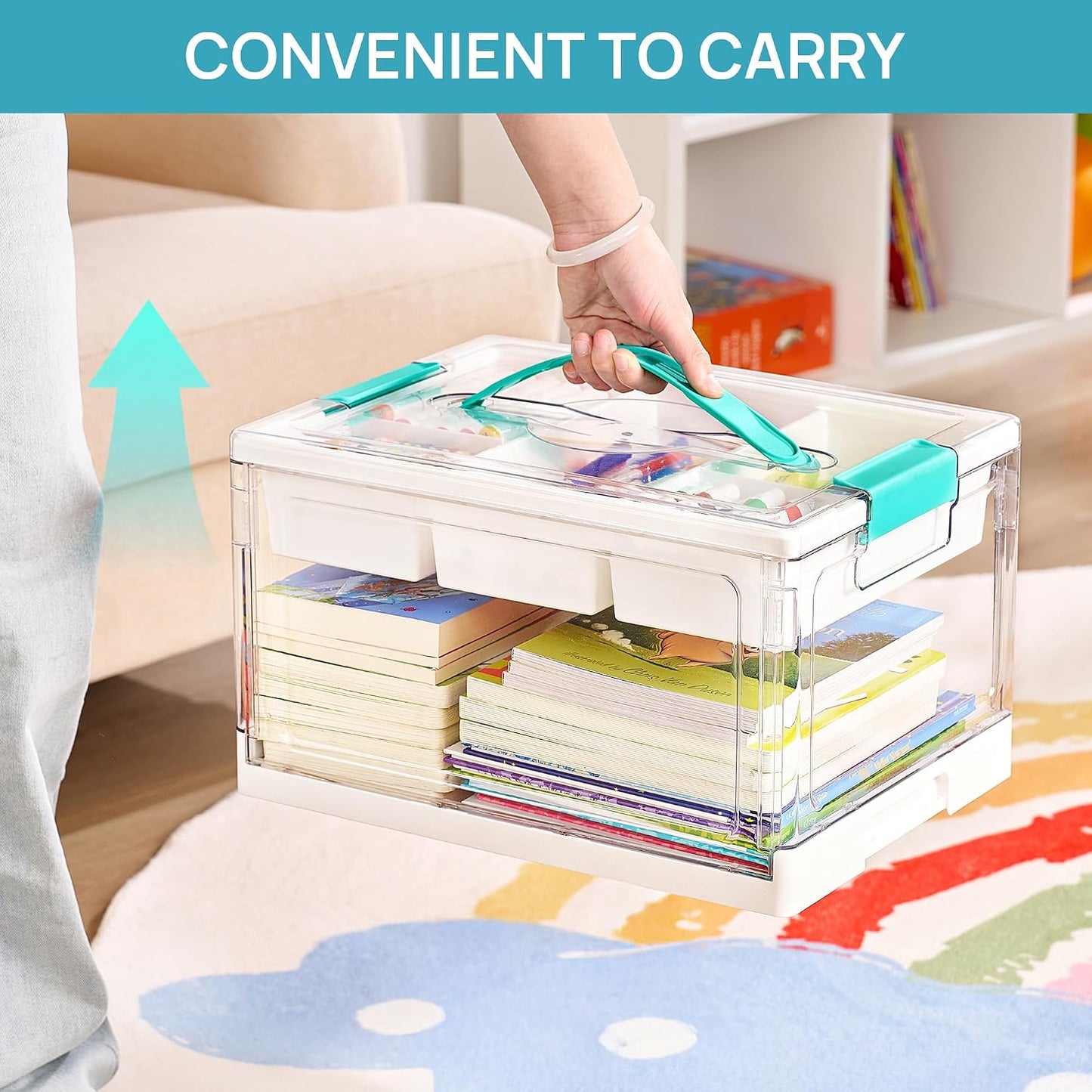 Vtopmart 24 QT Clear Craft Organizer with Removable Tray & Dividers, 1 Pack